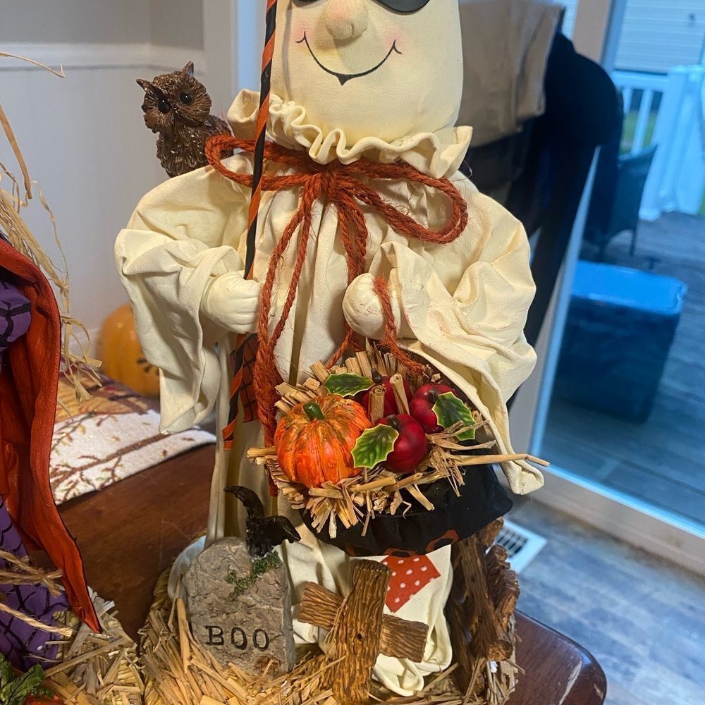 Halloween Fabric Mache Ghost and Witch 13" - Picture 3 of 10
